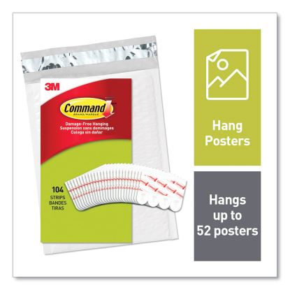 Poster Strips, Removable, Holds Up to 1 lb per Pair, Small, 0.63 x 1.75, White, 104/Pack1