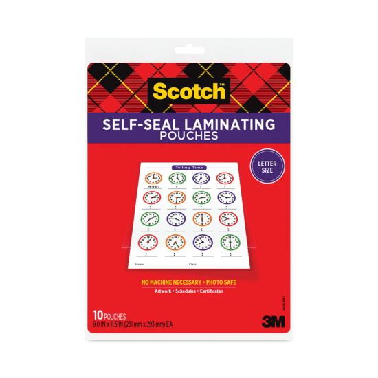 Self-Sealing Laminating Pouches, 9.5 mil, 9 x 11.5, Gloss Clear, 10/Pack1