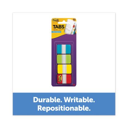 1" Wide Tabs with Dispenser, Aqua, Lime, Red, Yellow, 88/Pack1