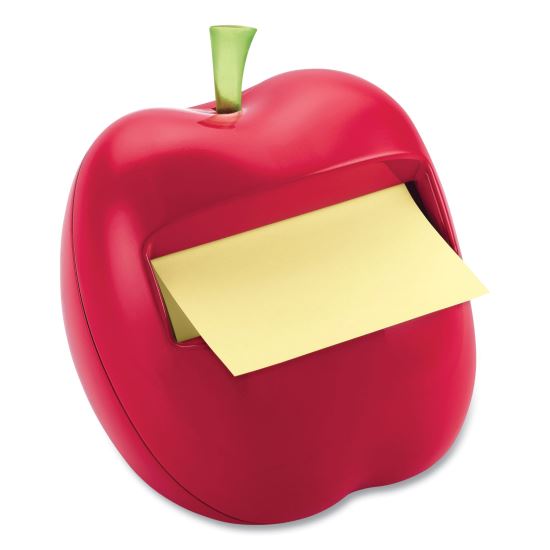 Apple-Shaped Dispenser, For 3 x 3 Pads, Red, Includes 50-Sheet Canary Yellow Pop-Up Pad1