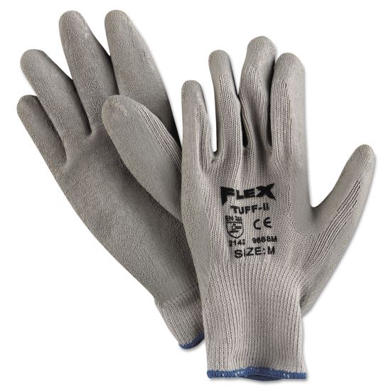 FlexTuff Latex Dipped Gloves, Gray, Medium, 12 Pairs1