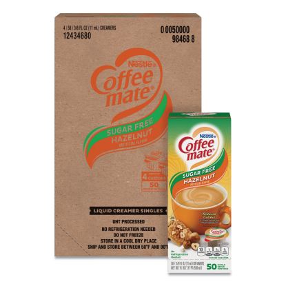 Liquid Coffee Creamer, Sugar Free Hazelnut, 0.38 oz Mini Cups, 50/Box, 4 Boxes/Carton1