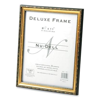 Deluxe Document and Photo Frame, Molded Styrene/Plastic, 8.5 x 11 Insert, Gold/Black1