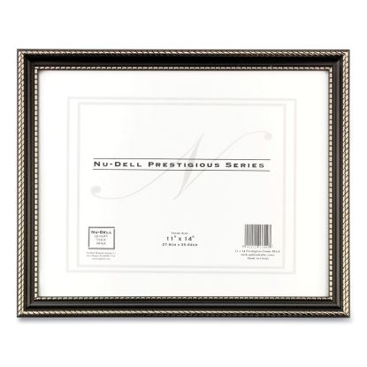 Prestige Series Executive Document and Photo Frame with Three-Way Mat, Plastic, 11 x 14 Insert, Black/Gold1