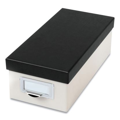 Index Card Storage Box, Holds 1,000 3 x 5 Cards, 5.5 x 11.5 x 3.88, Pressboard, Marble White/Black1