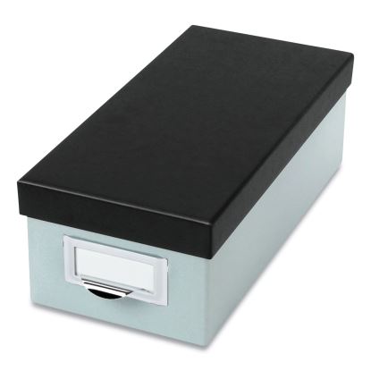 Index Card Storage Box, Holds 1,000 3 x 5 Cards, 5.5 x 11.5 x 3.88, Pressboard, Blue Fog/Black1