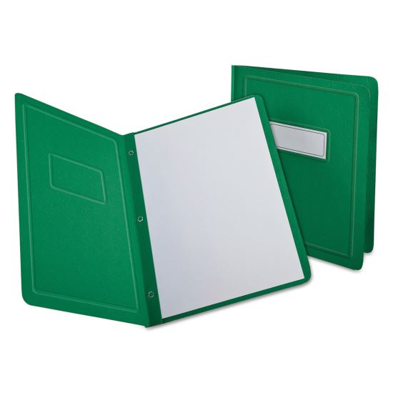 Title Panel and Border Front Report Cover, Three-Prong Fastener, 0.5" Capacity, 8.5 x 11, Light Green/Light Green, 25/Box1