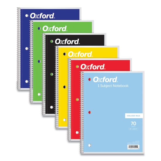 Coil-Lock Wirebound Notebooks, 3-Hole Punched, 1 Subject, Medium/College Rule, Randomly Assorted Covers, 10.5 x 8, 70 Sheets1