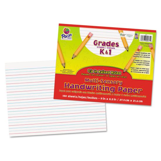 Multi-Sensory Raised Ruled Paper, 5/8" Short Rule, 8.5 x 11, 100/Pad1