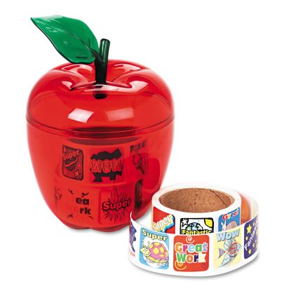 Stickers in Plastic Apple, Reward, Assorted Colors, 600/Pack1