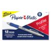 Profile Metal Ballpoint Pen, Retractable, Medium 1 mm, Blue Ink, Silver Barrel, Dozen1