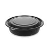EarthChoice MealMaster Container with Lid, 32 oz, 8" dia x 2.12" h, 1-Compartment, Black/Clear, 250/Carton1