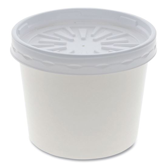 Paper Round Food Container and Lid Combo, 12 oz, 3.75" Diameter x 3h", White, 250/Carton1