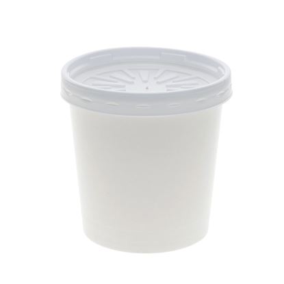 Paper Round Food Container and Lid Combo, 16 oz, 3.75" Diameter x 3.88h", White, 250/Carton1
