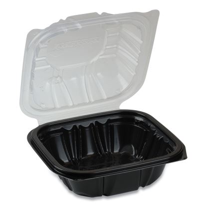 EarthChoice Vented Dual Color Microwavable Hinged Lid Container, 1-Compartment, 16 oz, 6 x 6 x 3, Black/Clear, 321/Carton1