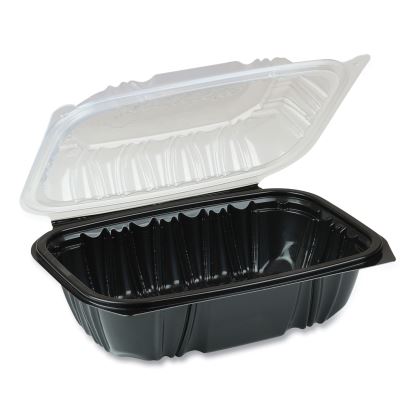 EarthChoice Vented Dual Color Microwavable Hinged Lid Container, 34 oz, 9 x 6 x 3, 1-Compartment, Black/Clear, 140/Carton1