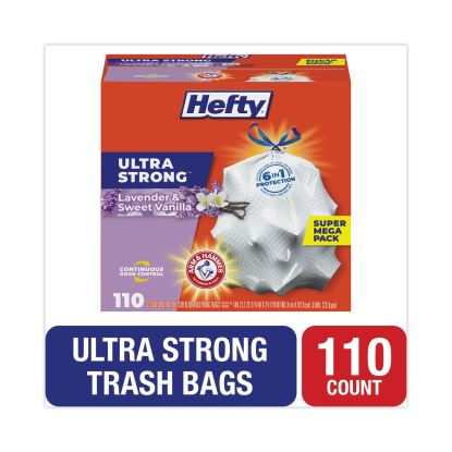 Ultra Strong Scented Tall White Kitchen Bags, 13 gal, 0.9 mil, 23.75" x 24.88", White, 110/Box1
