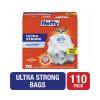 Ultra Strong Tall Kitchen and Trash Bags, 13 gal, 0.9 mil, 23.75" x 24.88", White, 110/Box1