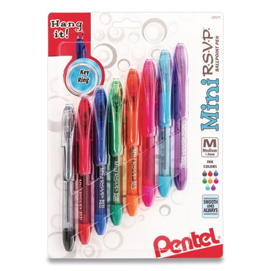 Mini R.S.V.P. Ballpoint Pen, Stick, Medium 1 mm, Assorted Ink and Barrel Colors, 8/Pack1