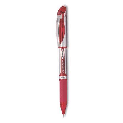 EnerGel Deluxe Gel Pen, Stick, Medium 0.7 mm, Red Ink, Silver/Red Barrel, Dozen1