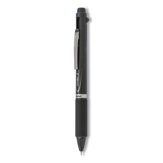 EnerGel 3 Multi-Color Gel Pen, Retractable, Fine 0.5 mm, Black/Blue/Red Ink, Gray Barrel1