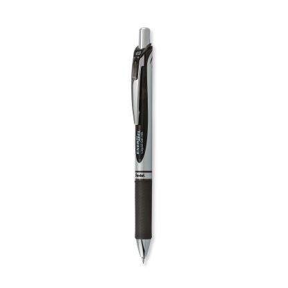 EnerGel RTX Gel Pen, Retractable, Extra-Fine 0.3 mm, Black Ink, Black/Silver Barrel, Dozen1