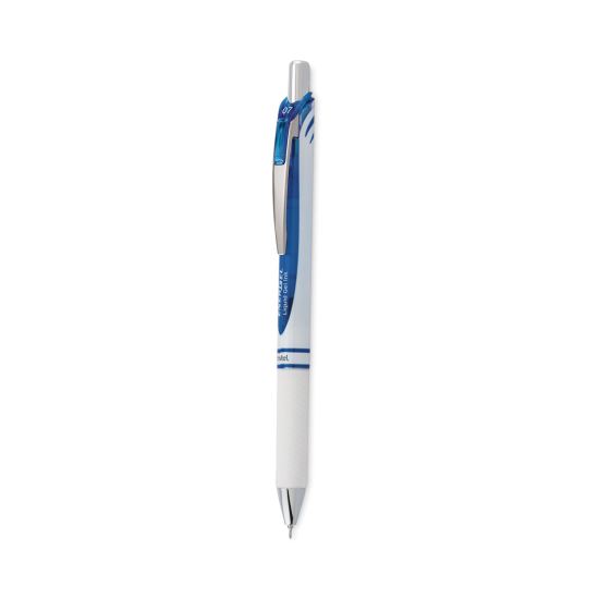 EnerGel Pearl Gel Pen, Retractable, Medium 0.7 mm, Blue Ink, White/Blue Barrel, Dozen1