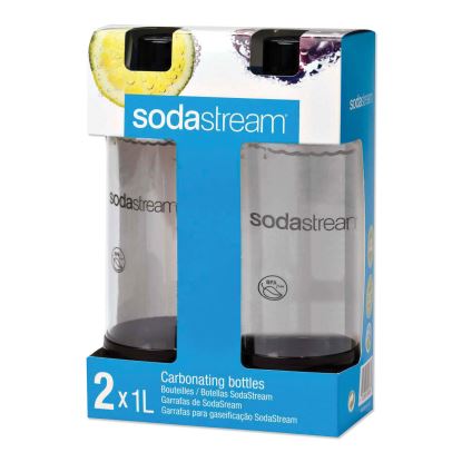 Carbonating Bottle Twin Pack, Plastic, 33 oz, Clear/Black1