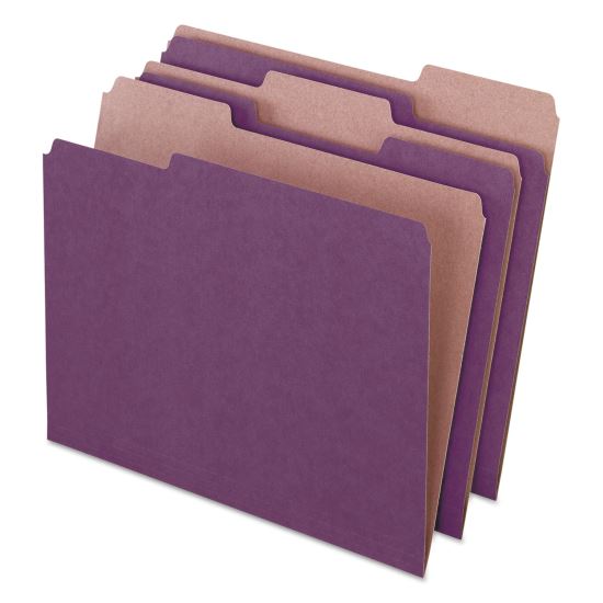 Earthwise by Pendaflex 100% Recycled Colored File Folders, 1/3-Cut Tabs: Assorted, Letter, 0.5" Expansion, Violet, 100/Box1