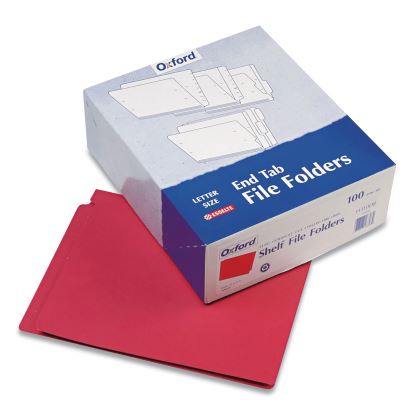 Colored End Tab Folders with Reinforced Double-Ply Straight Cut Tabs, Letter Size, 0.75" Expansion, Red, 100/Box1