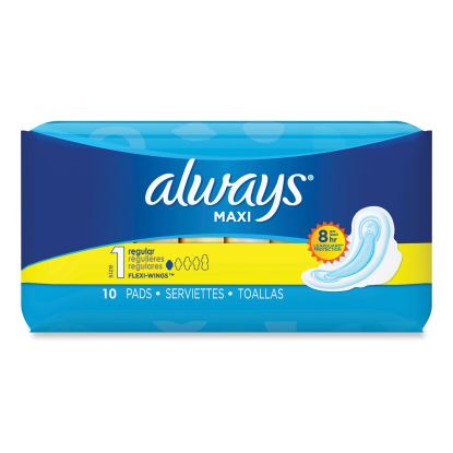 Regular Maxi Pads with Wings, Regular, 10/Box1