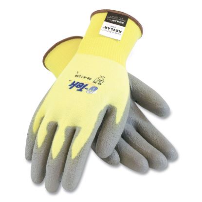 G-Tek KEV Cut-Resistant Seamless-Knit Gloves, Medium (Size 8), Yellow/Gray, 12 Pairs1