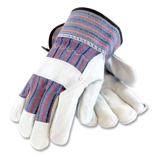 Shoulder Split Cowhide Leather Palm Gloves, B/C Grade, Medium, Blue/Gray, 12 Pairs1