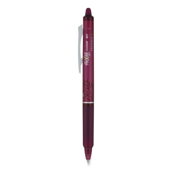 FriXion Clicker Erasable Gel Pen, Retractable, Fine 0.7 mm, Burgundy Ink, Burgundy Barrel, Dozen1