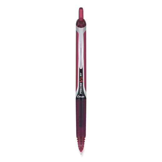 Precise V5RT Roller Ball Pen, Retractable, Extra-Fine 0.5 mm, Burgundy Ink, Burgundy/Silver Barrel, Dozen1