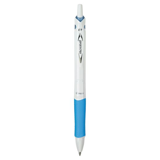 Acroball PureWhite Advanced Ink Ballpoint Pen, Retractable, Fine 0.7 mm, Black Ink, White/Blue Barrel1