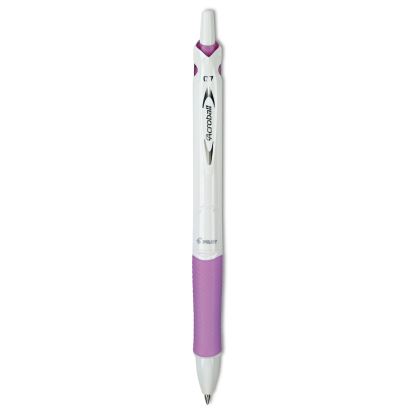 Acroball PureWhite Advanced Ink Ballpoint Pen, Retractable, Fine 0.7 mm, Black Ink, White/Purple Barrel1