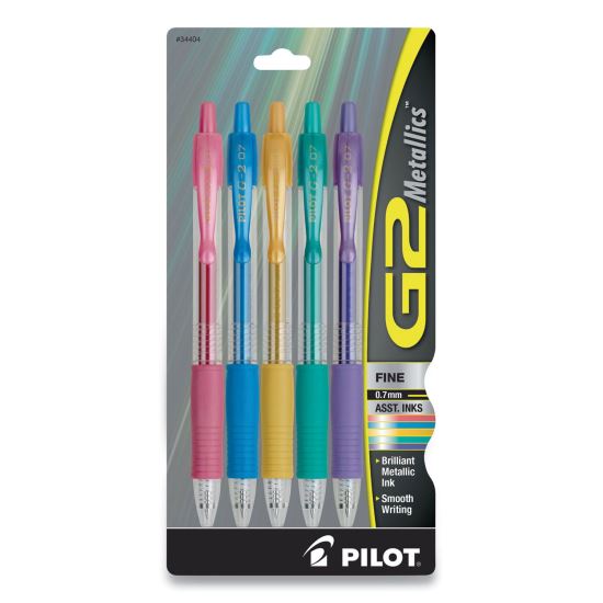 G2 Metallics Gel Pen, Retractable, Fine 0.7 mm, Assorted Ink and Barrel Colors, 5/Pack1