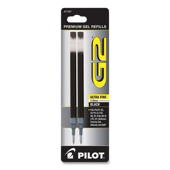 Refill for Pilot G2 Gel Ink Pens, Ultra-Fine Conical Tip, Black Ink, 2/Pack1