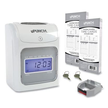 HN2500 Electronic Calculating Time Clock Bundle, LCD Display, Beige/Gray1