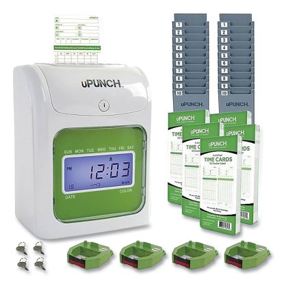 UB1000 Electronic Non-Calculating Time Clock Bundle, LCD Display, Beige/Green1