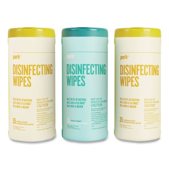 Disinfecting Wipes, 7 x 8, Fresh/Lemon, 35 Wipes/Canister, 3 Canisters/Pack1