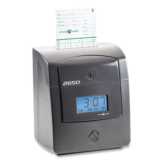 2650 Pro Auto Aligning Time Clock, LCD Display, Charcoal1