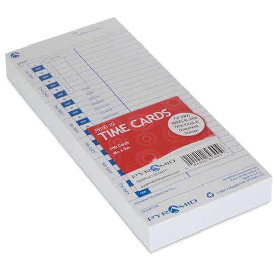 Time Clock Cards for Pyramid Technologies 3000, One Side, 4 x 9, 100/Pack1