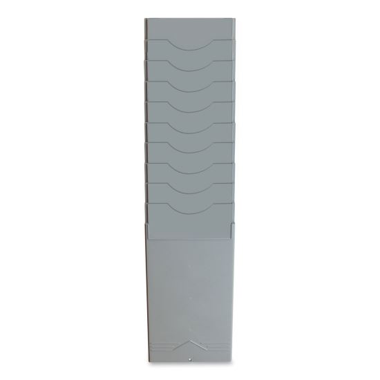 Time Card Rack, 10 Pockets, Plastic, Light Gray1