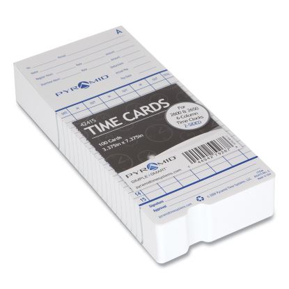 Time Clock Cards for Pyramid Technologies 2000/6000, Two Sides, 3.38 x 7.44, 100/Pack1