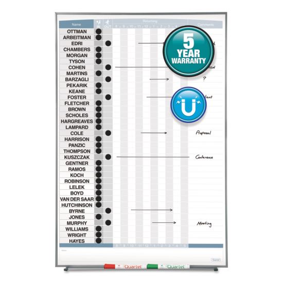 Vertical Matrix Employee Tracking Board, 34 x 23, Aluminum Frame1