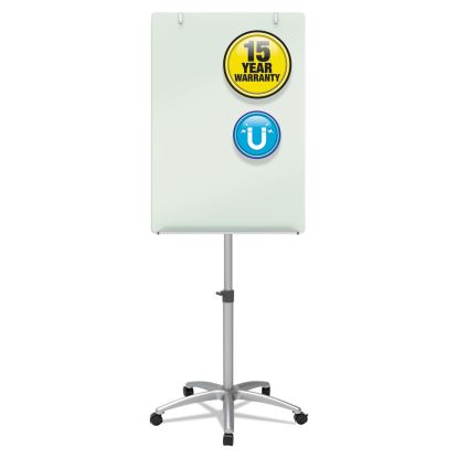 Infinity Glass Mobile Presentation Easel, 3 ft x 2 ft, Silver/White1