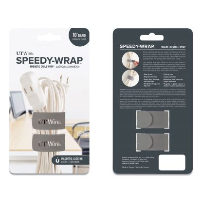 Speedy-Wrap Magnetic Cable Wrap, 0.82" x 10", Gray, 2/Pack1