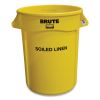 Round Brute Container with "Soiled Linen" Imprint, Plastic, 32 gal, Yellow2